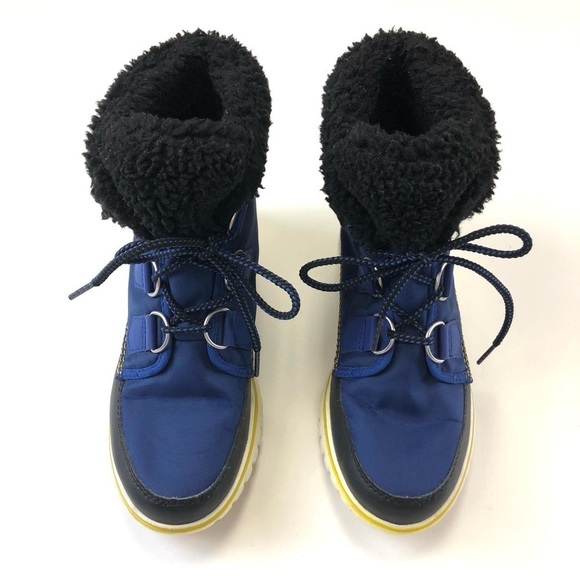 Sorel Cozy Carnival Aviation blue black ankle winter womens boots Size 7 - Picture 6 of 11
